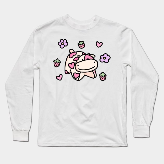 Strawberry Cow Long Sleeve T-Shirt by maiadrawss